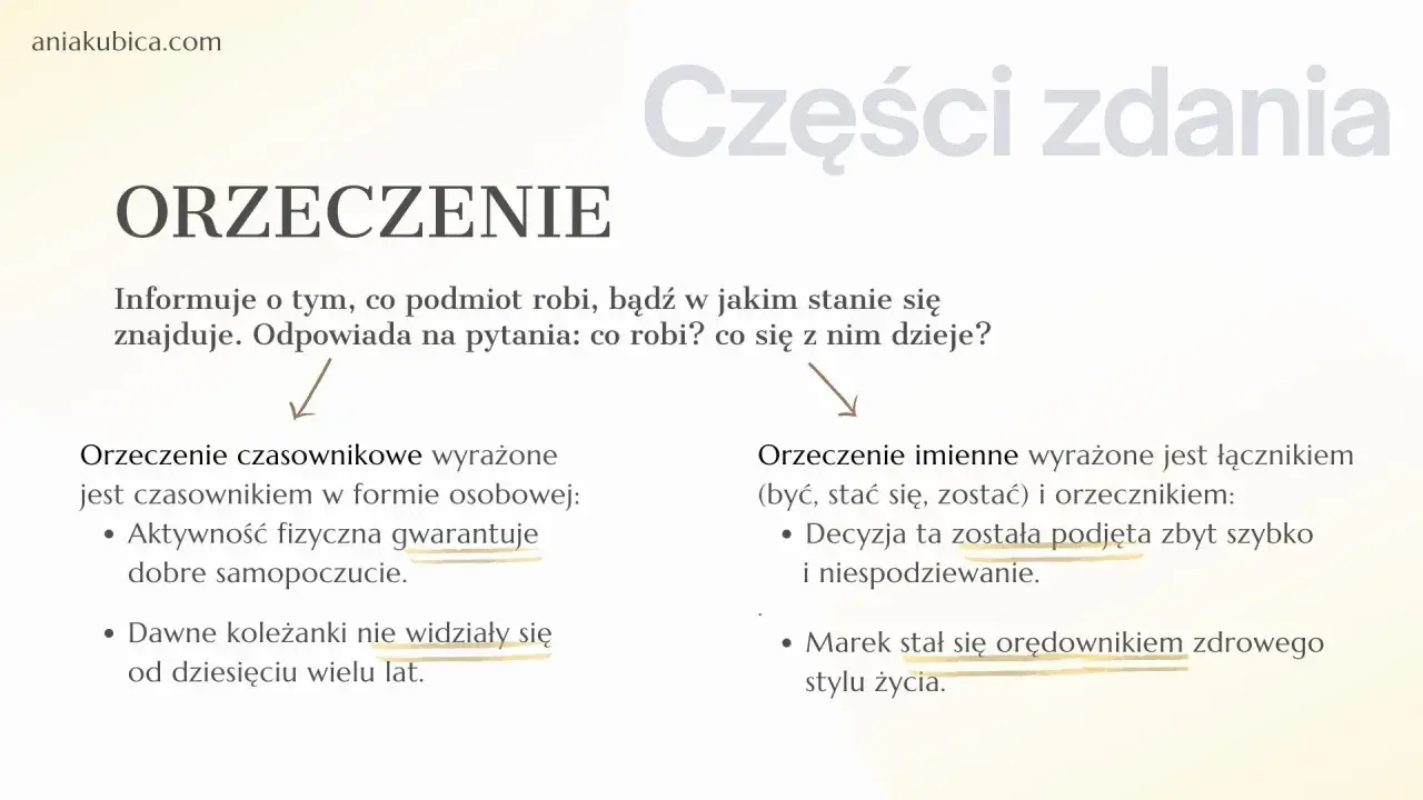 Orzeczenie w zdaniu. Przykłady z archaizmami: "gwarantuje", "widziały się", "została podjęta", "stał się orędownikiem".