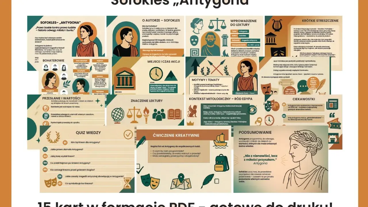 Antygona Sofoklesa: motywy konfliktu prawa boskiego i ludzkiego, odwagi, miłości i buntu. Wartości, które nie mogą zostać zniszczone.