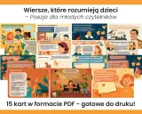 Ilustracja przedstawia kolaż z portretami poetów, dzieci czytających wiersze i motywami związanymi z poezją.