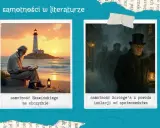 Trzech młodych mężczyzn w czapkach, jakby z epoki mezaliansu, idzie ulicą. Obok samotny Skawiński czyta nad morzem, a Scrooge w mroźnej nocy.