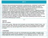 Schemat scenografii teatralnej z tekstem dramatu Witkacego.