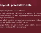 Zenon z Kition założył szkołę stoicką. W przeciwieństwie do epikureizmu, stoicyzm skupiał się na cnocie i rozumie.