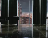 Luksusowy apartament z fortepianem i widokiem na nocne miasto. Może to być czyjś guilty pleasure.