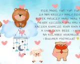 Ilustracja z uroczymi zwierzątkami: pieskiem, misiem, kotkiem, owieczką i kaczką, otoczonymi serduszkami.