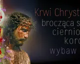 Obraz przedstawia cierpiącą twarz Jezusa w koronie cierniowej, z kielichem i hostią symbolizującymi krew Chrystusa. Motyw stabat mater dolorosa.