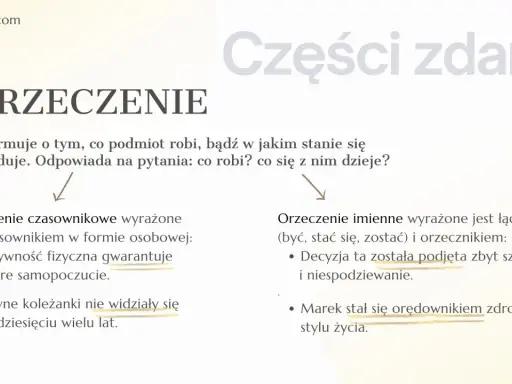 Orzeczenie w zdaniu. Przykłady z archaizmami: "gwarantuje", "widziały się", "została podjęta", "stał się orędownikiem".