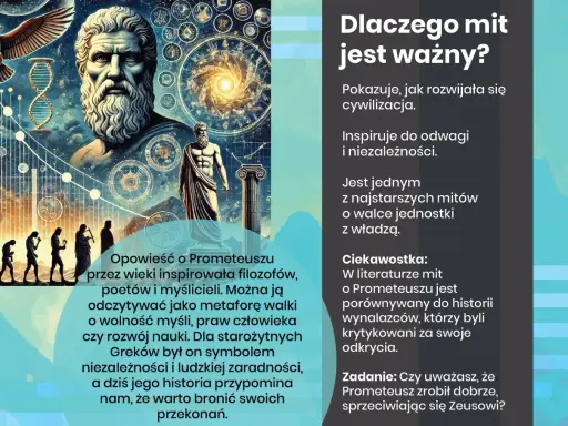 Mit o Prometeuszu, jak w "Konradzie Wallenrodzie" czy "Dziadach cz. III", inspiruje do walki o wolność i niezależność.
