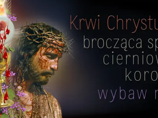 Obraz przedstawia cierpiącą twarz Jezusa w koronie cierniowej, z kielichem i hostią symbolizującymi krew Chrystusa. Motyw stabat mater dolorosa.