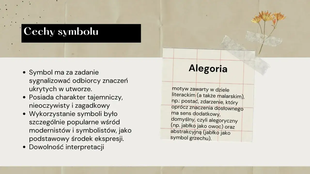 Tekst o cechach symbolu i alegorii. Jabłko jako owoc i symbol grzechu to przykład alegoryczności.